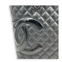 Cambon Black Tote Bag in Calfskin, Silver hardware