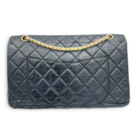 2.55 Black Shoulder Bag in Calfskin, Gold hardware