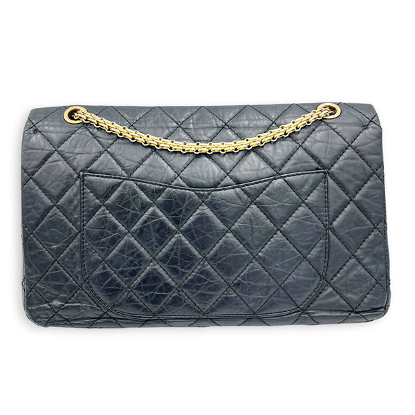 2.55 Black Shoulder Bag in Calfskin, Gold hardware