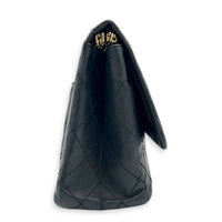 2.55 Black Shoulder Bag in Calfskin, Gold hardware