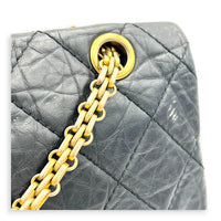 2.55 Black Shoulder Bag in Calfskin, Gold hardware