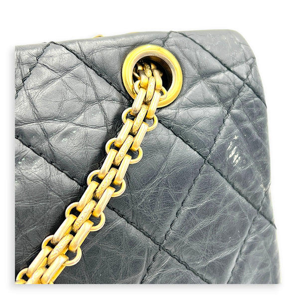 2.55 Black Shoulder Bag in Calfskin, Gold hardware