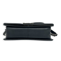 Boy Medium Black Shoulder Bag in Calfskin, Ruthenium hardware