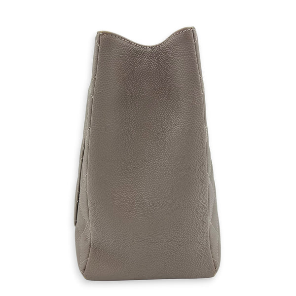 GST Tote Bag Grey in Caviar Leather, Silver hardware