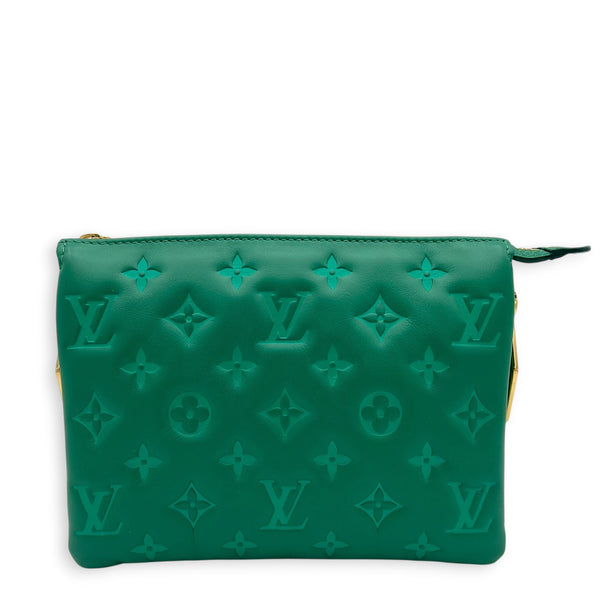 Coussin Shoulder Bag BB Green in Lambskin, Gold hardware
