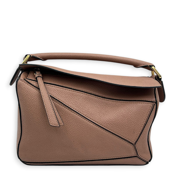 Puzzle Shoulder Bag Small Pink in Calfskin, Gold hardware