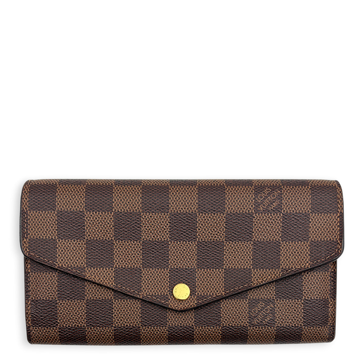 Sarah Wallet Damier Ebene in Coated Canvas, Gold hardware
