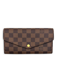 Sarah Wallet Damier Ebene in Coated Canvas, Gold hardware
