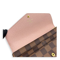 Sarah Wallet Damier Ebene in Coated Canvas, Gold hardware