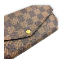 Sarah Wallet Damier Ebene in Coated Canvas, Gold hardware