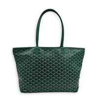 Artois Tote Bag MM Green in Coated Canvas, Silver hardware