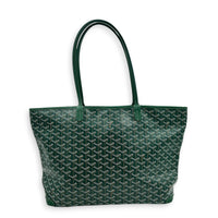 Artois Tote Bag MM Green in Coated Canvas, Silver hardware
