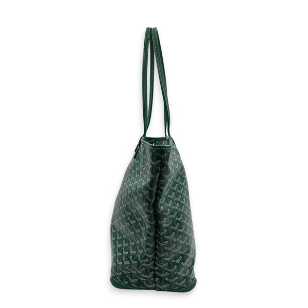 Artois Tote Bag MM Green in Coated Canvas, Silver hardware