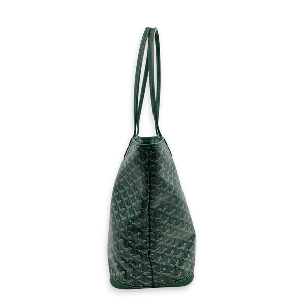 Artois Tote Bag MM Green in Coated Canvas, Silver hardware