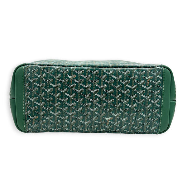 Artois Tote Bag MM Green in Coated Canvas, Silver hardware