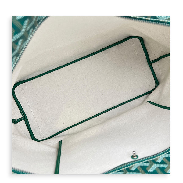Artois Tote Bag MM Green in Coated Canvas, Silver hardware