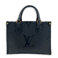 OnTheGo Top Handle Bag PM Black in Empreinte Leather