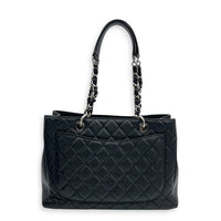 GST Tote Bag Black in Caviar Leather, Silver hardware