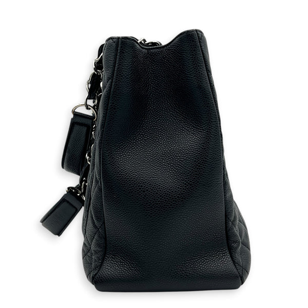 GST Tote Bag Black in Caviar Leather, Silver hardware