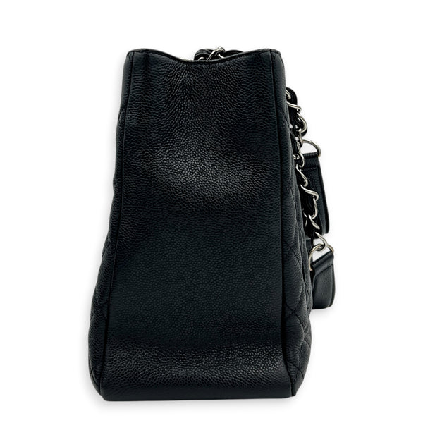 GST Tote Bag Black in Caviar Leather, Silver hardware