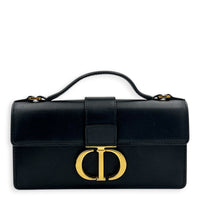 30 Montaigne Top Handle Bag Black in Calfskin, Gold hardware