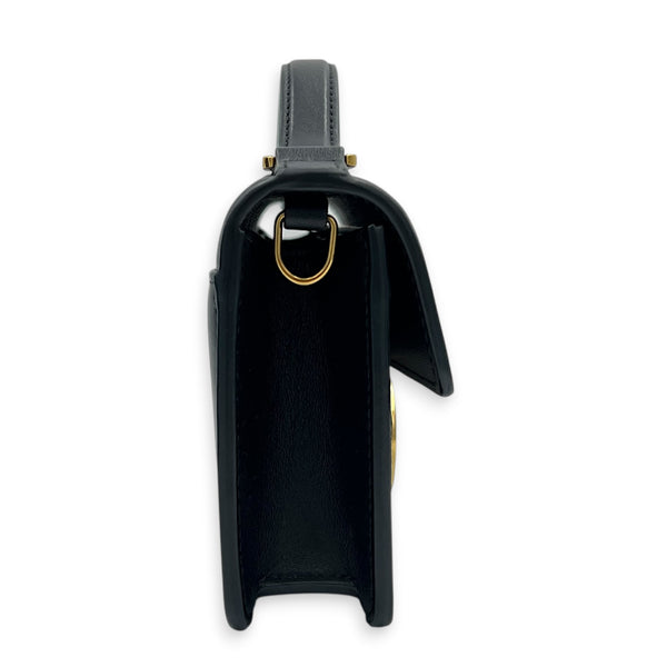 30 Montaigne Top Handle Bag Black in Calfskin, Gold hardware