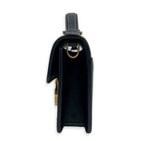 30 Montaigne Top Handle Bag Black in Calfskin, Gold hardware