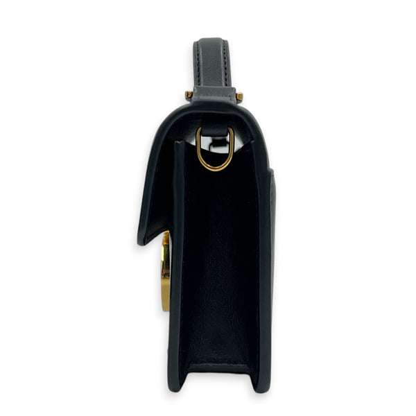 30 Montaigne Top Handle Bag Black in Calfskin, Gold hardware