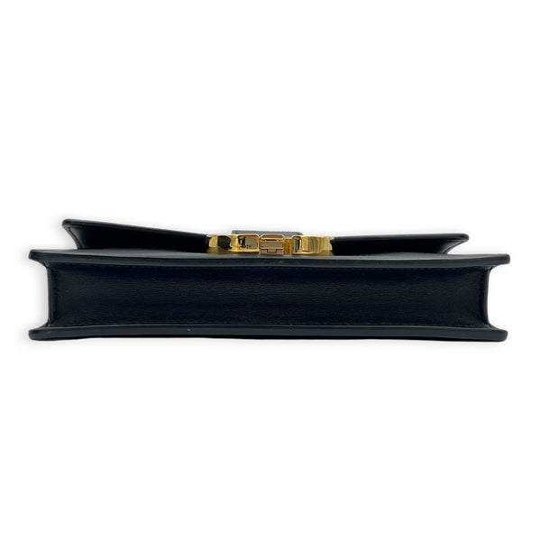 30 Montaigne Top Handle Bag Black in Calfskin, Gold hardware