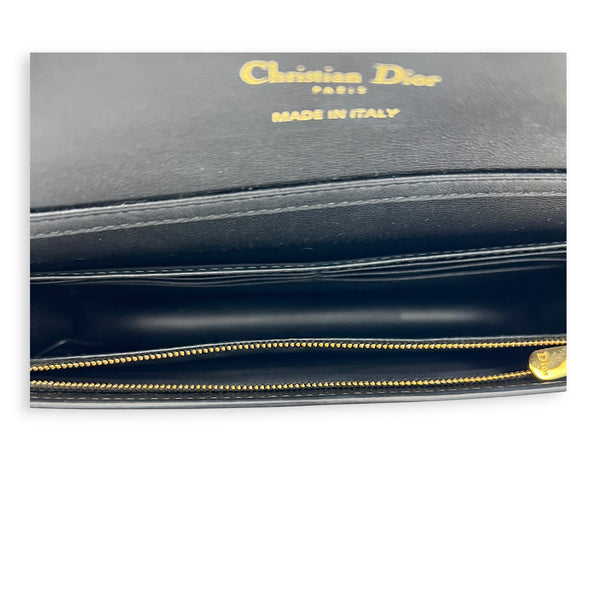 30 Montaigne Top Handle Bag Black in Calfskin, Gold hardware