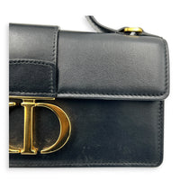 30 Montaigne Top Handle Bag Black in Calfskin, Gold hardware