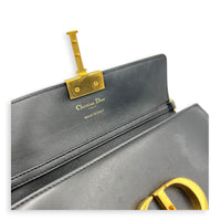 30 Montaigne Top Handle Bag Black in Calfskin, Gold hardware