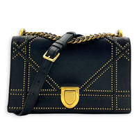 Diorama Shoulder Bag Black in Calfskin, Antique Brass hardware