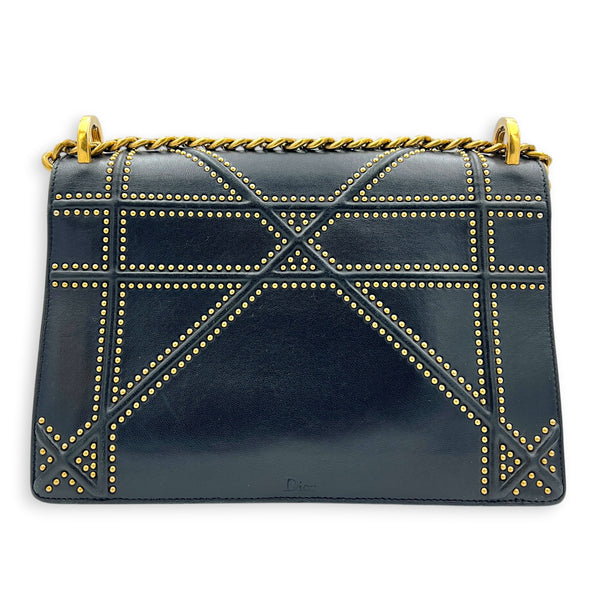 Diorama Shoulder Bag Black in Calfskin, Antique Brass hardware