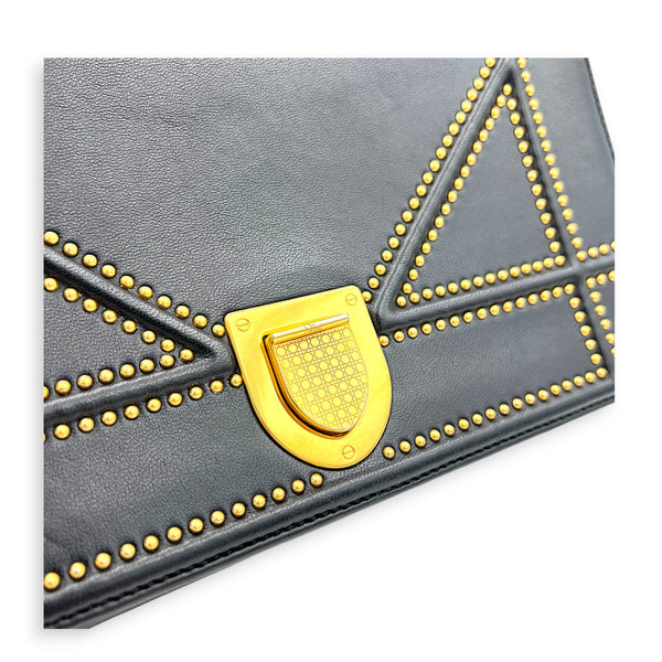 Diorama Shoulder Bag Black in Calfskin, Antique Brass hardware