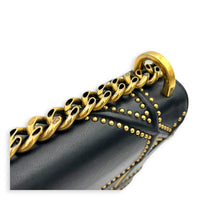 Diorama Shoulder Bag Black in Calfskin, Antique Brass hardware