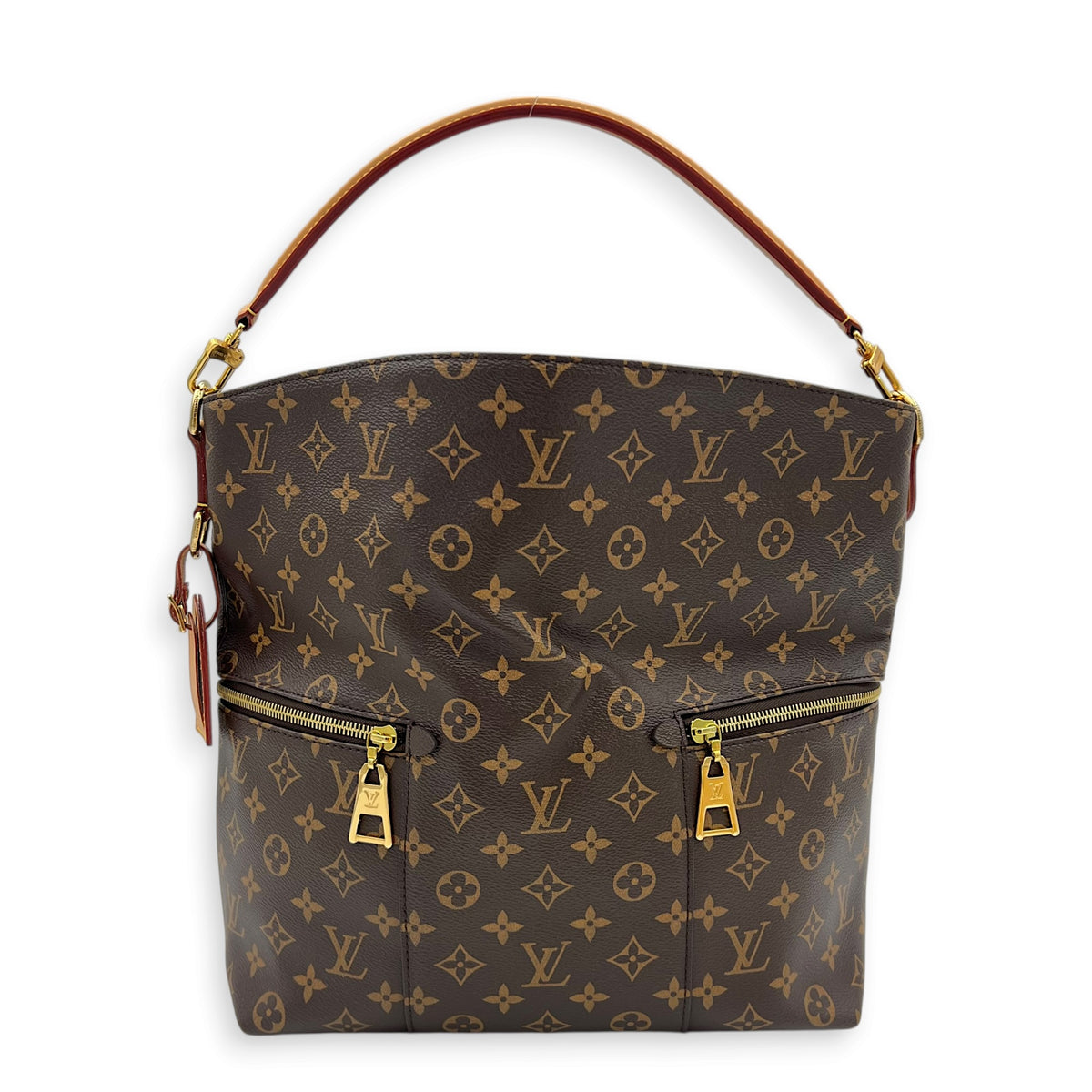 Melie Shoulder Bag Brown in Monogram Coated Canvas, Gold hardware