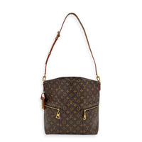 Melie Shoulder Bag Brown in Monogram Coated Canvas, Gold hardware