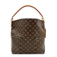Melie Shoulder Bag Brown in Monogram Coated Canvas, Gold hardware