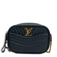 New Wave Crossbody Bag Black in Calfskin, Gold hardware