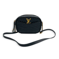 New Wave Crossbody Bag Black in Calfskin, Gold hardware