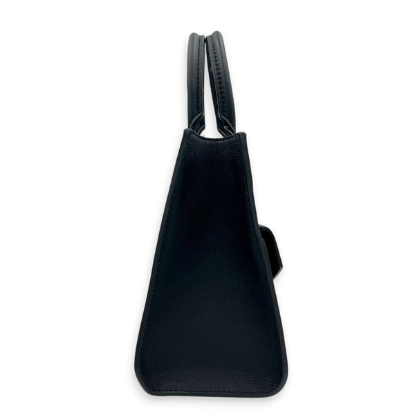 LockMe Tote Bag PM Black in Calfskin, Gunmetal hardware