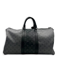 Keepall Duffle Bag 50 Monogram Eclipse Reverse in Monogram Coated Canvas, Silver hardware