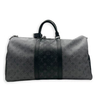 Keepall Duffle Bag 50 Monogram Eclipse Reverse in Monogram Coated Canvas, Silver hardware