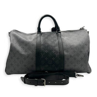 Keepall Duffle Bag 50 Monogram Eclipse Reverse in Monogram Coated Canvas, Silver hardware