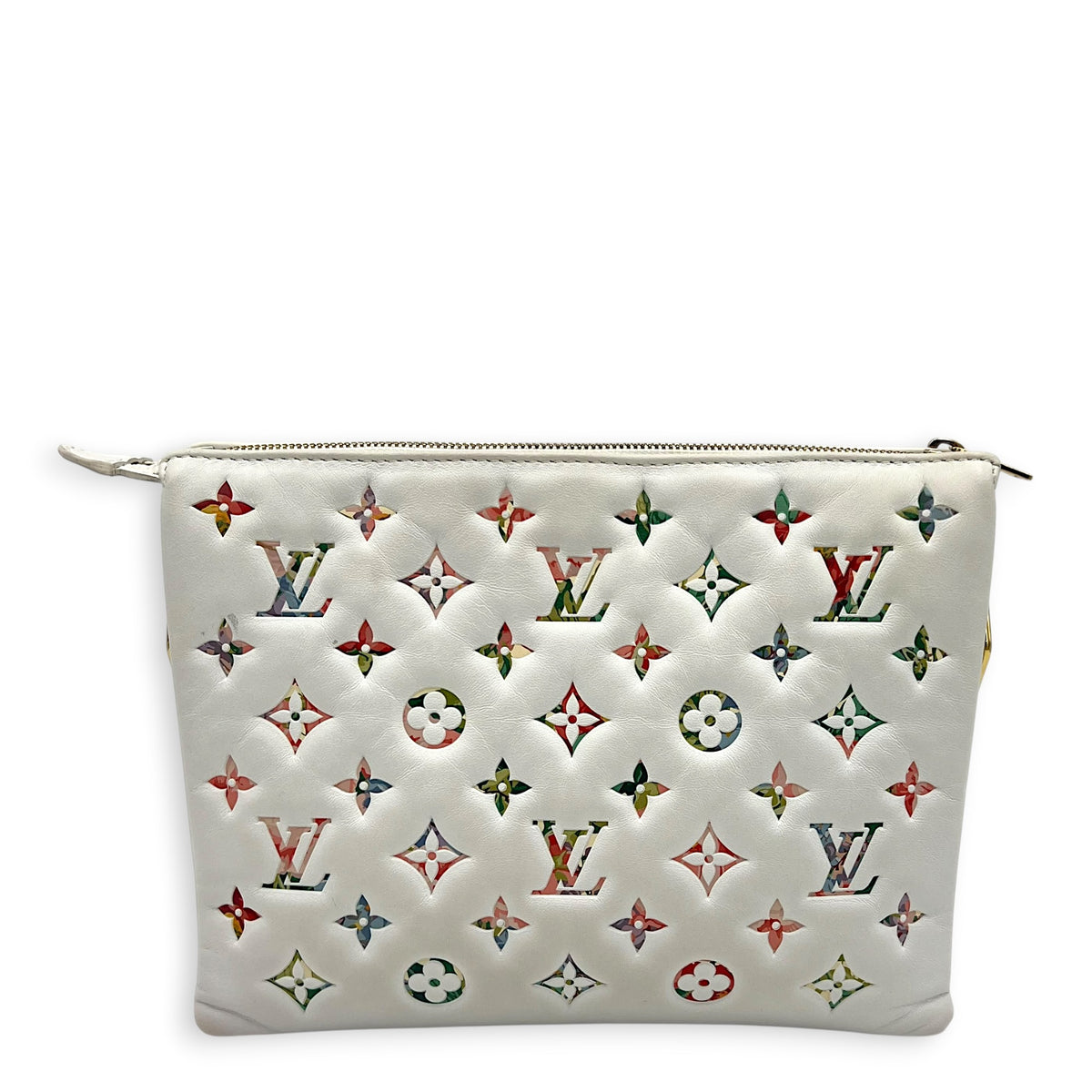 Coussin Crossbody Bag PM White in Lambskin, Gold hardware