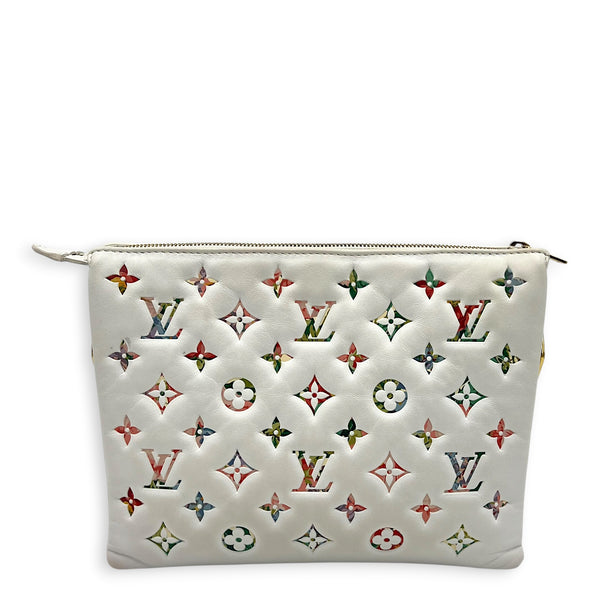 Coussin Crossbody Bag PM White in Lambskin, Gold hardware