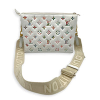Coussin Crossbody Bag PM White in Lambskin, Gold hardware