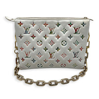Coussin Crossbody Bag PM White in Lambskin, Gold hardware