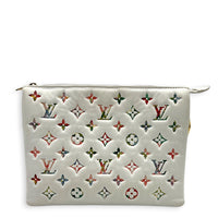 Coussin Crossbody Bag PM White in Lambskin, Gold hardware